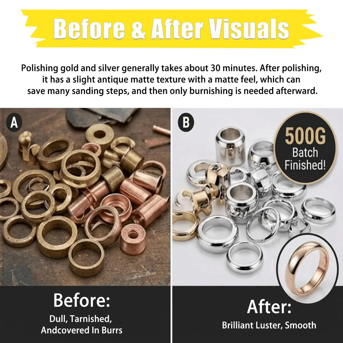 Magnetyczna polerka do biżuterii, beczka 180 mm, regulowany timer 1-60 min, zawiera 500 g magnetycznych pinów do wykańczania i polerowania biżuterii metalowej