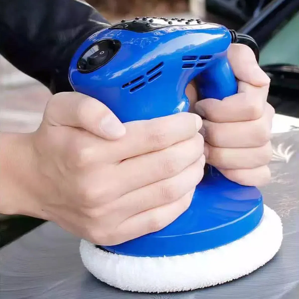 Polerka, polerka rotacyjna 80w, przenośny zestaw do polerowania polerowania woskiem szlifierka, DIY 80 W orbitalna polerka samochodowa 120mm, woskowanie, polerowanie itp. (Kolor: czarny)